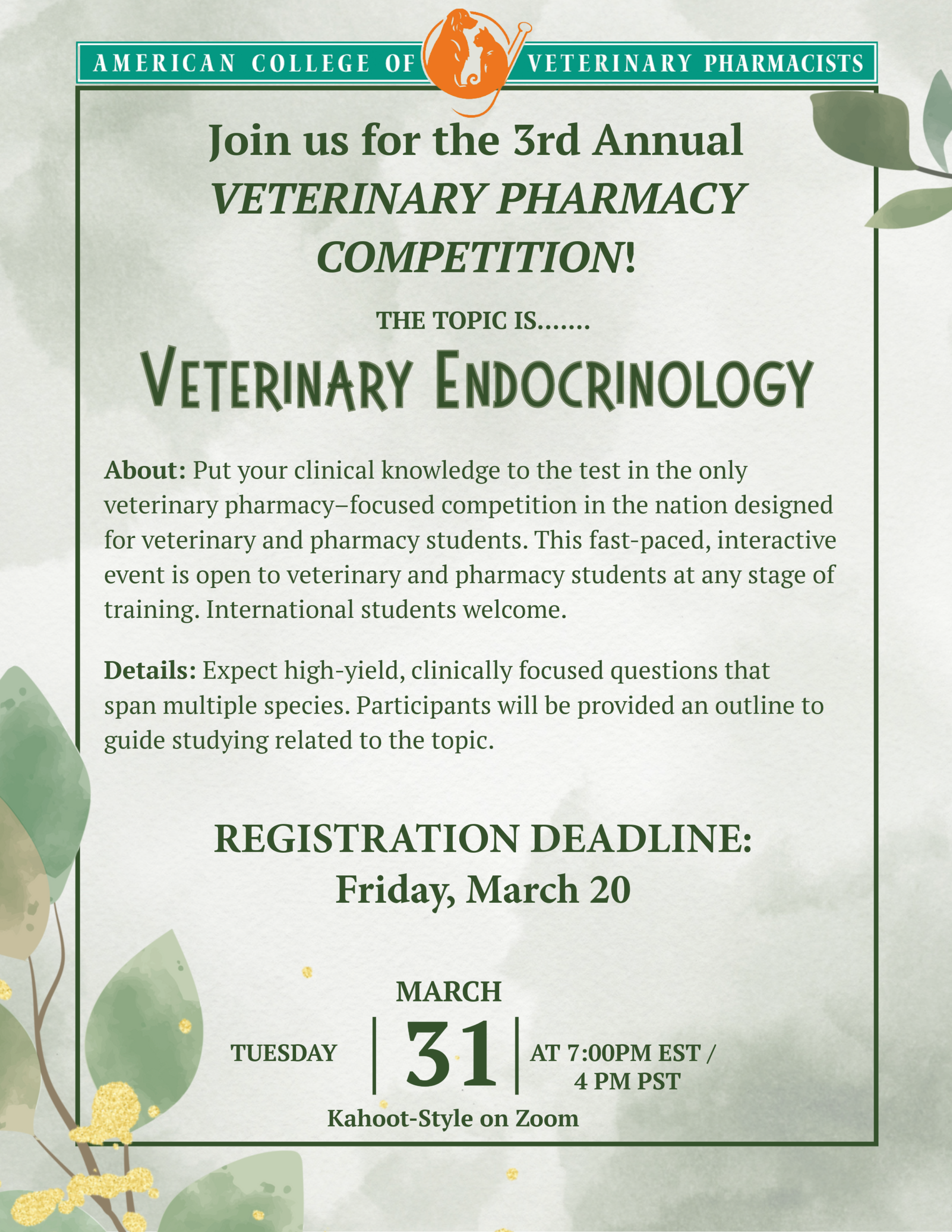 veterinary pharmacy student competition
